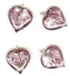 1 13x13x6mm Amethyst with Foil Lampwork Heart Pendant